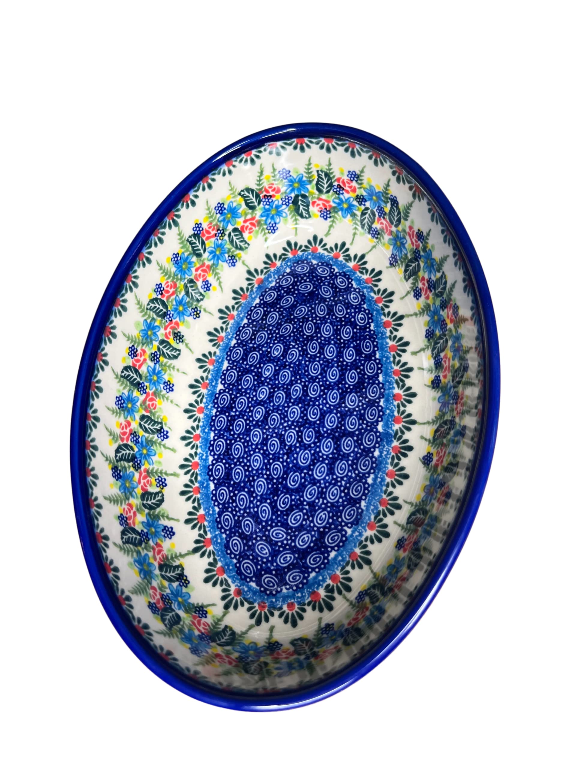 Lidia's Polish Pottery Oval Mirek Baker-9.75 inch. Ceramika Kalich-Daisy