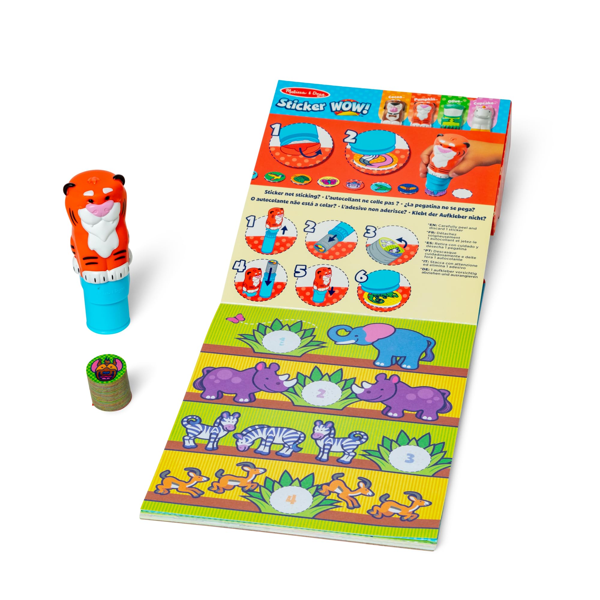 Melissa & Doug Sticker Wow Dino & Tiger Bundle (2 Stamper w Book Packs)