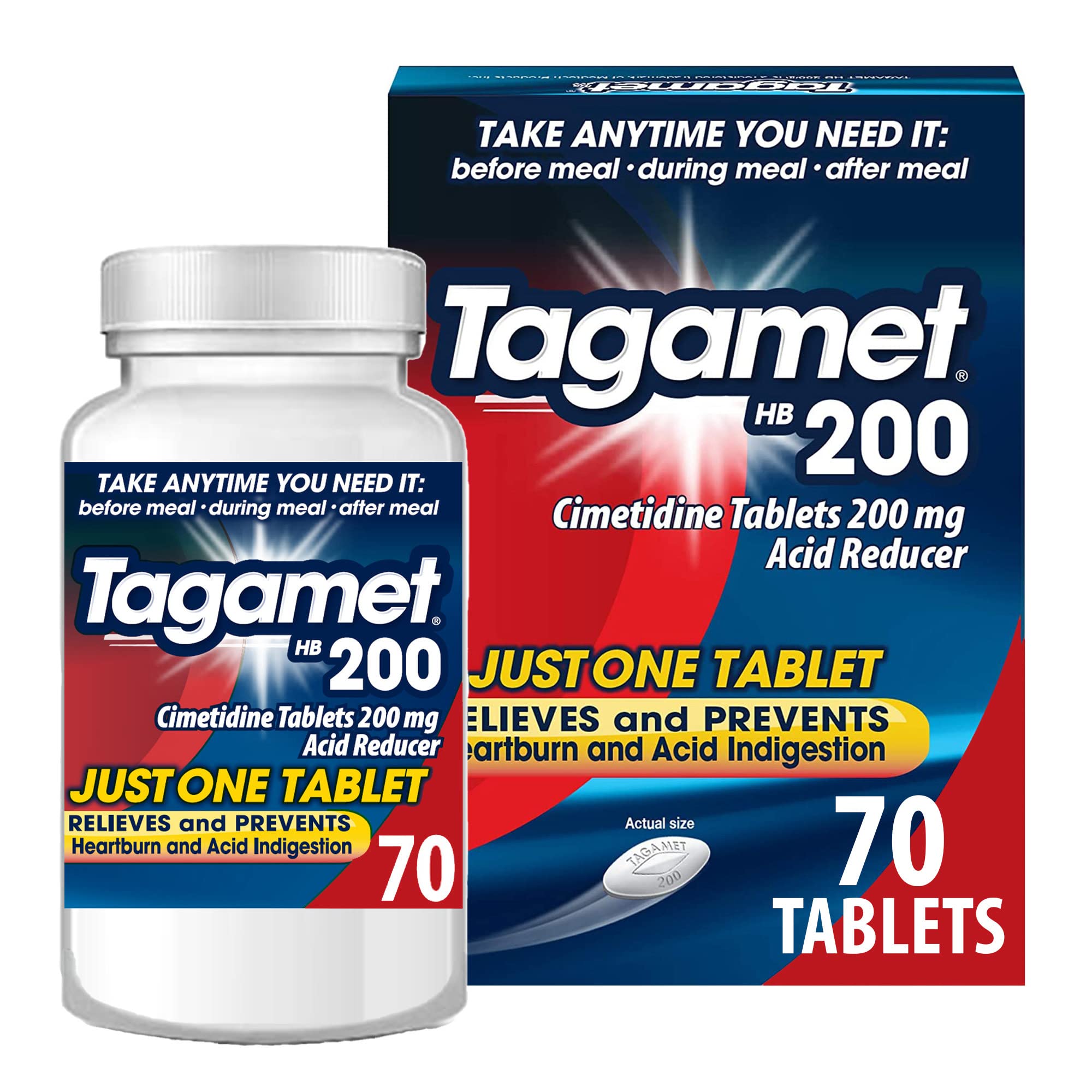 Tagamet HB 200 mg Cimetidine Acid Reducer and Heartburn Relief, 70 Count