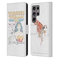 Head Case Designs Officially Licensed Wonder Woman DC Comics White Vintage Art Leather Book Wallet Case Cover Compatible with Samsung Galaxy S24 Ultra 5G