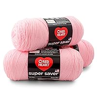 RED HEART Super Saver 3-Pack yarn, BABY PINK 3 Pack