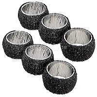 Sharvgun Handmade Indian Beaded Napkin Rings - Set of 6, Table Accessories Item & Perfect for Dining Decor-Dia- 1.5