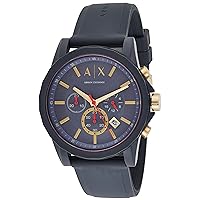 Armani Exchange Watch, Men's Chronograph, Silicone Watch, 44mm Case Size