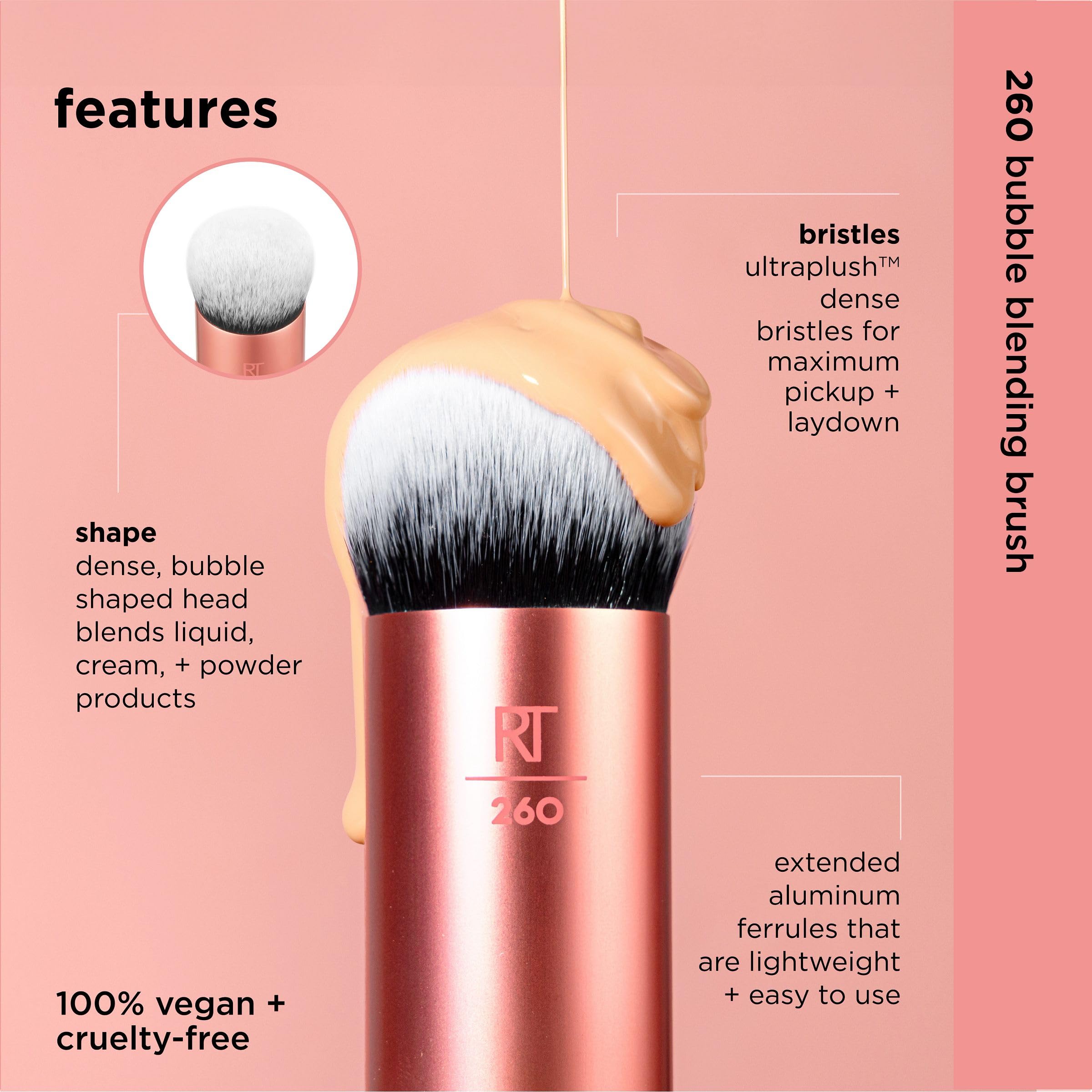 Real Techniques Bubble Blending Makeup Brush, Multipurpose Face Brush For Liquid, Cream, & Powder Prouducts, Unique Bubble Brush Head, Synthetic Bristles, Vegan & Cruelty Free, 1 Count