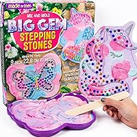 Made By Me Mix & Mold Big Gem Stepping Stones, Make Your Own Stepping Stones Kit, Create Two 9” Stepping Stones, For Kids Ages 6, 7, 8, 9, 10, Great Birthday Party Idea, Spring & Summer Craft Activity
