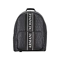 A | X ARMANI EXCHANGE Men's All Over Logo Backpack, Black/Black-Black/Black, One Size