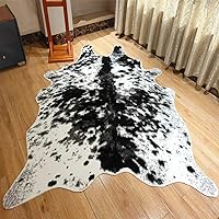 Faux Cowhide Rug Large,Salt and Pepper Cow Skin Rug Black and White/Gray Cow Print Rug (5.4ft x 6.6ft)-Cute Animal Print Rug with Non-Slip Backing. (5.4ft x 6.6ft, Black,White,Gray)