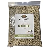 Unleashed Coffee | Unroasted Farm Blend | Arabica Whole Bean Coffee | Direct Trade Green Coffee Beans for Roasting | Small Lot, Farm Fresh Gourmet Coffee (Farm Blend, 2 LB)