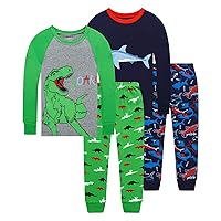 Dolphin&Fish Boys Pajamas 4Piece Toddler Kids Pjs Sets Cotton Toddler Clothes Sleepwears
