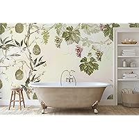 Murwall Tropical Wallpaper Soft Grape Trees and Durian Fruits Wall Mural for Bathroom Livingroom