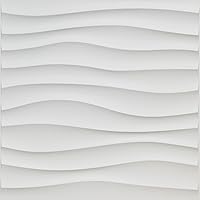 Art3d Plastic 3D Wall Panel PVC Wave Wall Design, White, 19.7