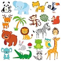 20 PCS Jungle Animals Thick Gel Clings Safari Window Gel Clings Decals Stickers for Kids Toddlers and Adults Home Airplane Classroom Nursery Zoo Animals Party Supplies Decorations