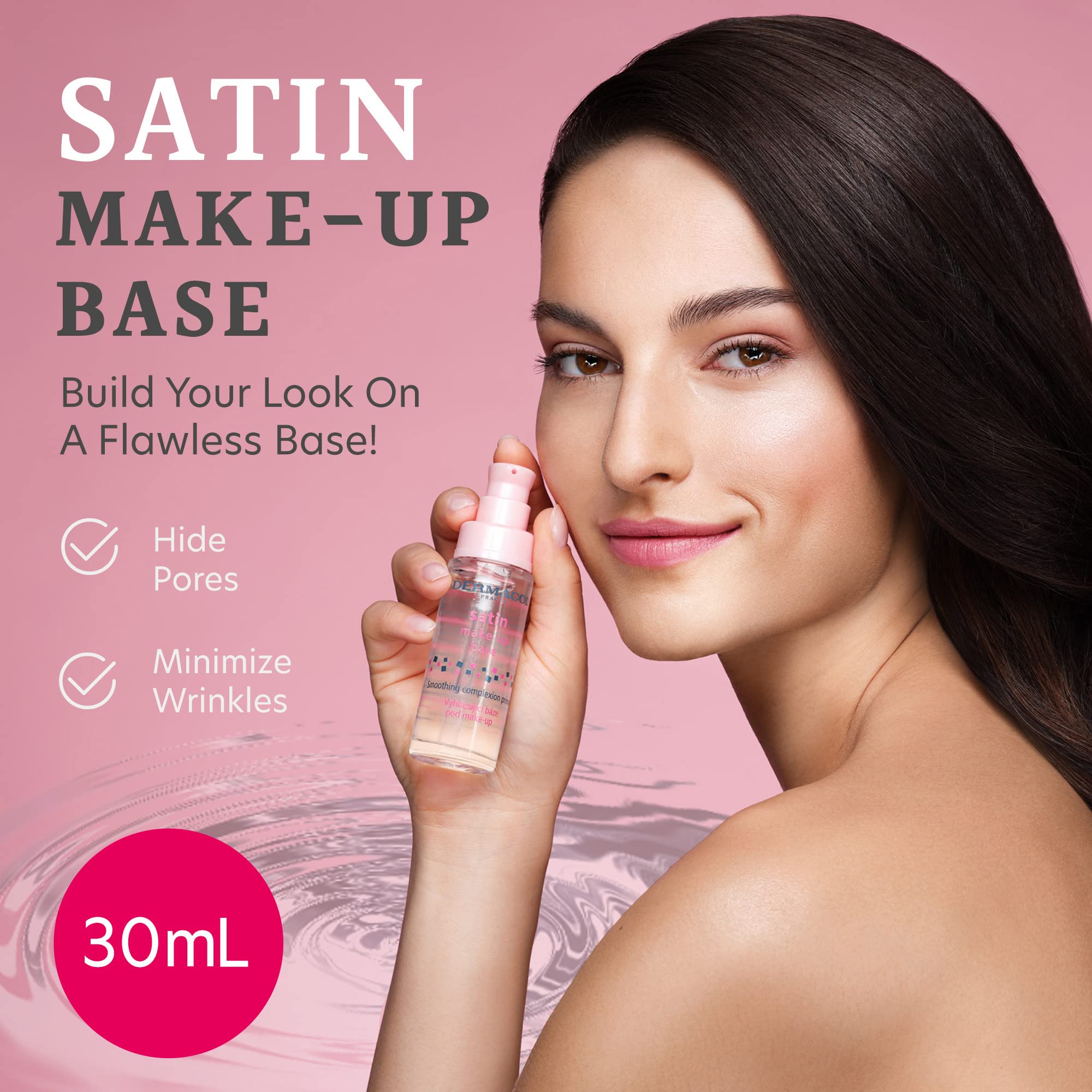 Dermacol - Satin Makeup Base, Matte Face Primer for Wrinkles and Pores, Transparent Makeup Primer for Oily Skin & Dry and Combination Skin, Easy to Blend Pore Filling Primer, No Preservatives, 30 mL