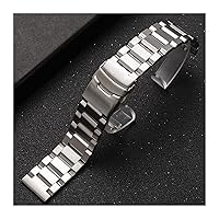 Men's Watchbands 18mm 19mm 20mm 21mm 22mm 23mm 24mm 25mm Stainless Steel Watchband Solid Metal Men Women Strap Bracelet Watch Band Accessories (Band Color : Silver, Band Width : 21mm)