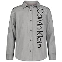 Calvin Klein Boys' Long Sleeve Woven Button-Down Shirt
