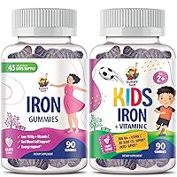 Iron Gummies for Kids & Adults - Iron Vitamins with Vitamin C, 10mg per Serving - Iron Chewable Fruit Gummy for Immune Support Red Blood Cell Production