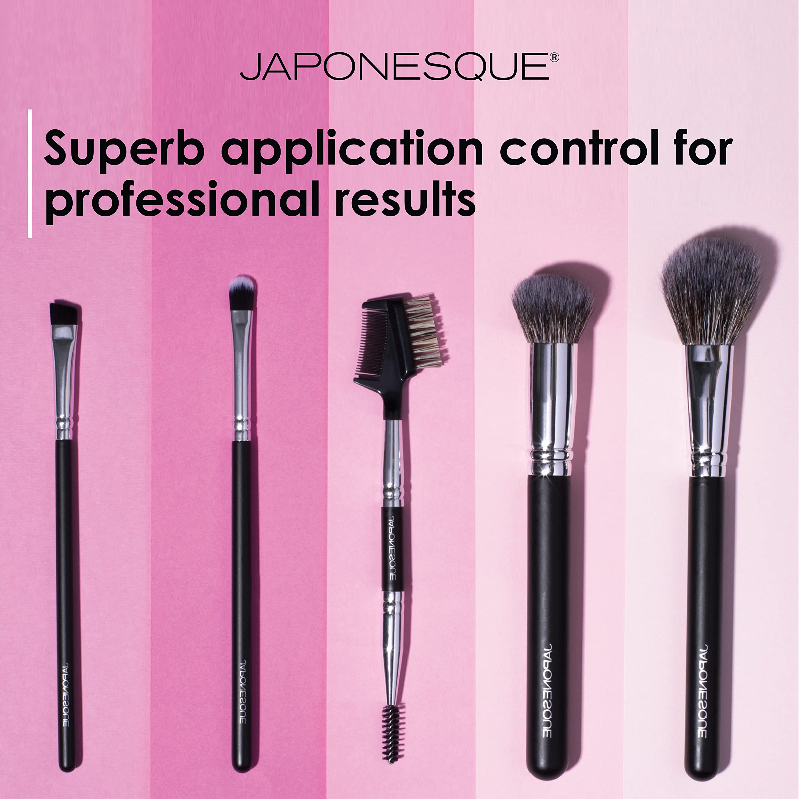 JAPONESQUE Brow & Lash Shaper with 3 Different Spoolie Brushes, for Separating Lashes, Eliminating Mascara Clumps, and Grooming and Shaping Brows