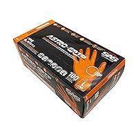 SAS Safety 66573 Astro Grip Powder-Free Nitrile Disposable Glove, Large, Pack of 100, Orange