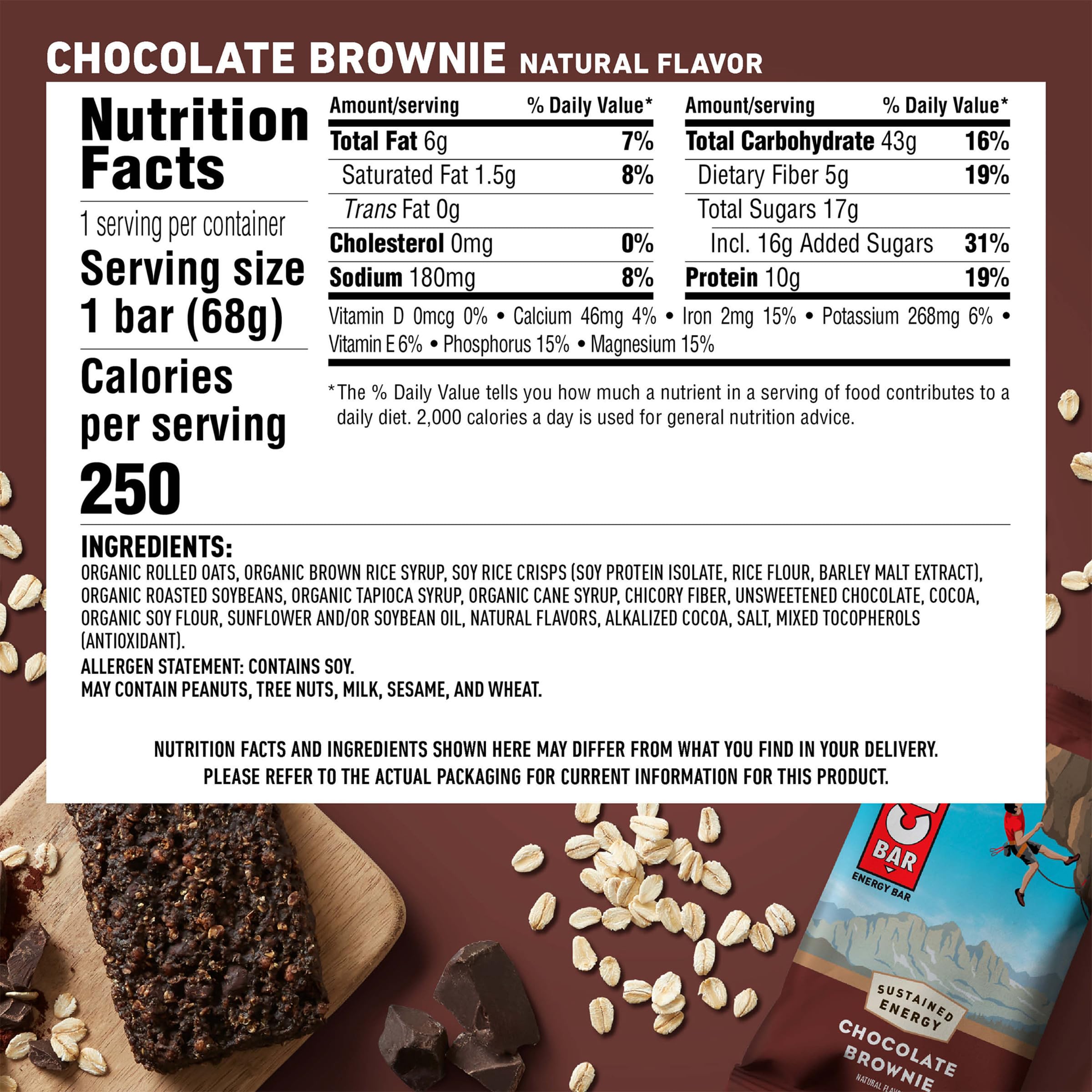 CLIF BAR - Chocolate Brownie - Energy Bars - 2.4 oz. (12 Pack)