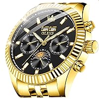 OLEVS Men's Watches Automatic Skeleton Mechanical Golden Dress Watch with Diamond Tourbillon Day Date Waterproof Luminous Two-Tone Watch