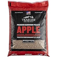 Traeger Grills Apple 100% All-Natural Wood Pellets for Smokers and Pellet Grills, BBQ, Bake, Roast, and Grill, 20 lb. Bag