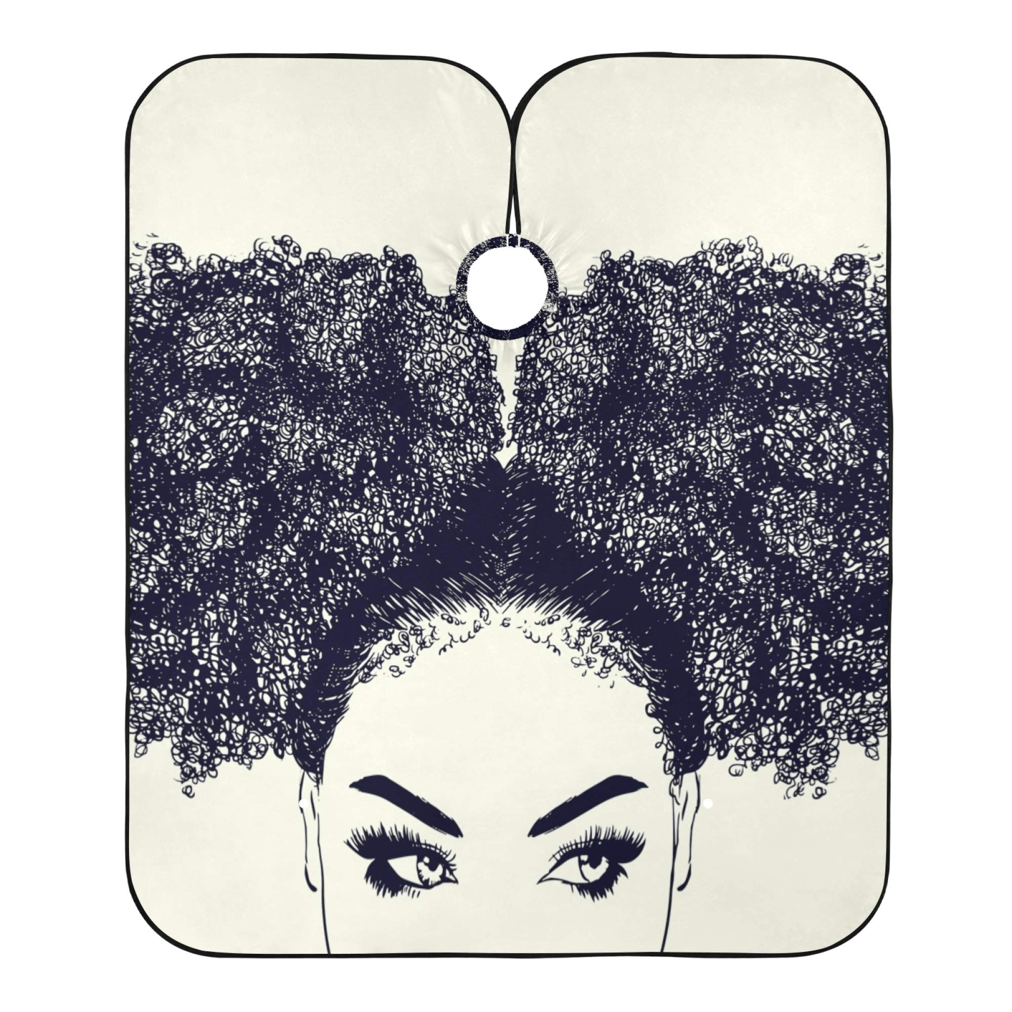 ALAZA African American Woman With Curly Hair Waterproof Barber Cape for Men Women Beard Shaving Bib Apron Professional Hair Cutting Cloth, 65 x 55 inch