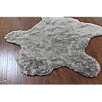 Large Bear Skin Area Throw Rug - Luxury Soft Faux Fur - Available in 6 Colors - Ultra Suede Lining - Fur Accents Original - USA (6'x8', Gray)