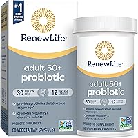 Probiotic Adult 50 Plus Probiotic Capsules, Daily Supplement Supports Urinary, Digestive and Immune Health, L. Rhamnosus GG, Dairy, Soy and gluten-free, 30 Billion CFU, 60 Count