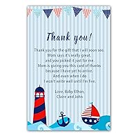 30 Thank You Cards Nautical Baby Shower Personalized Photo Paper