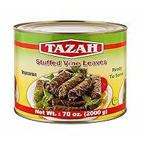 Tazah Dolmas Stuffed Grape Leaves 4.4 lbs Premium Turkish Stuffed Leaves Halal Vegetarian Ready to Eat 70oz