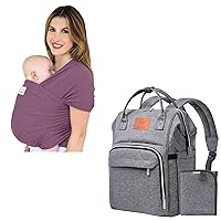 KeaBabies Baby Wrap Carrier and Diaper Bag Backpack - All in 1 Original Breathable Baby Sling, Lightweight,Hands Free Baby Carrier Sling - Waterproof Multi Function Baby Travel Bag - Baby Carrier Wrap