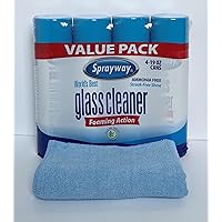Sprayway Glass Cleaner, 4 Pack of 19 oz Cans AND 1 Microfiber Cleaning Cloth