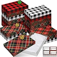 Qeeenar 20 Pack Large Christmas Gift Boxes with Lids Christmas Shirt Boxes with 20 Bows and 20 Gift Tag Stickers 14.2 x 9.4 x 1.8'' Christmas Shirt Boxes for Wrapping Gifts (Classic Style)