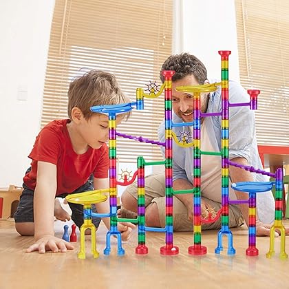 Magicfly Marble Run Set, 127 Pcs Marble Race Track for Kids with Glass Marbles Upgrade Marble Works Set