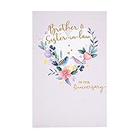 Brother and Sister in Law Wedding - Happy Anniversary Card - Couples Anniversary Card,Multi,149mm x 229mm