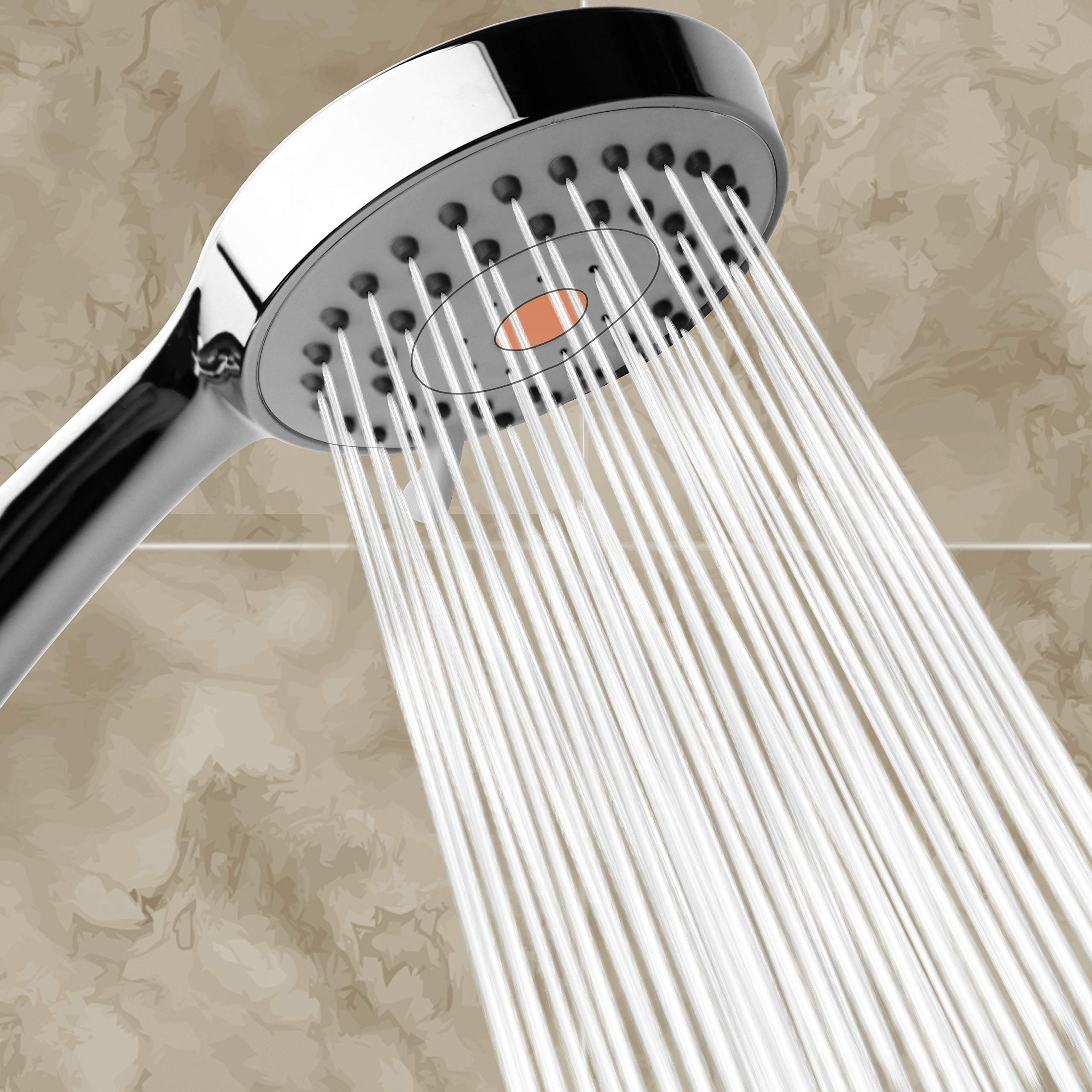HO2ME High Pressure Handheld Shower Head with Powerful Shower Spray against Low Pressure Water Supply Pipeline, Multi-functions, w/ 79 inch Hose, Bracket, Flow Regulator, Chrome Finish