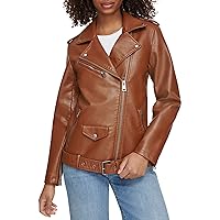Levi's Women's Oversized Faux Leather Belted Motorcycle Jacket (Standard & Plus Sizes)