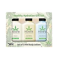 Hempz Healthy Hydration Triple Moisture, Age Defying, & Original (2.25 Oz, 3-Pack) Body Moisturizing Lotion Gift Set – Mini Scented Travel Cream Skin Care for Women & Men, Made with Shea Butter