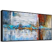 yiijeah Large Abstract Wall Art - 30x60 Attached Peripheral Frame - Wide Type Frame Wall Art - Framed Artwork Ready to Hang Wall Art for Living Room Bedroom Office