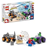 Lego 10782 Marvel Hulk vs. Rhino Monster Truck Showdown, Toy for Kids, Boys & Girls Age 4 Plus with Spider-Man Minifigure, Spidey and His Amazing Friends Series