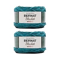 Bernat Blanket Ombre Ocean Teal Ombre Yarn - 2 Pack of 300g/10.5oz - Polyester - 6 Super Bulky - 220 Yards - Knitting, Crocheting & Crafts, Chunky Chenille Yarn
