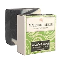 Soothing Aloe & Activated Charcoal Luxury Bar Soap for Face, Body, Dry Sensitive Skin, Eczema, Psoriasis, Rosacea, ACNE and Oily Skin. Great For All Skin Types. 5.0 Oz.