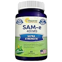 SAM-e 400mg Supplement - 90 Capsules - Same (S-Adenosyl Methionine) to Support Mood, Joint Health, and Brain Function - Extra Strength Vegan SAM e Pills