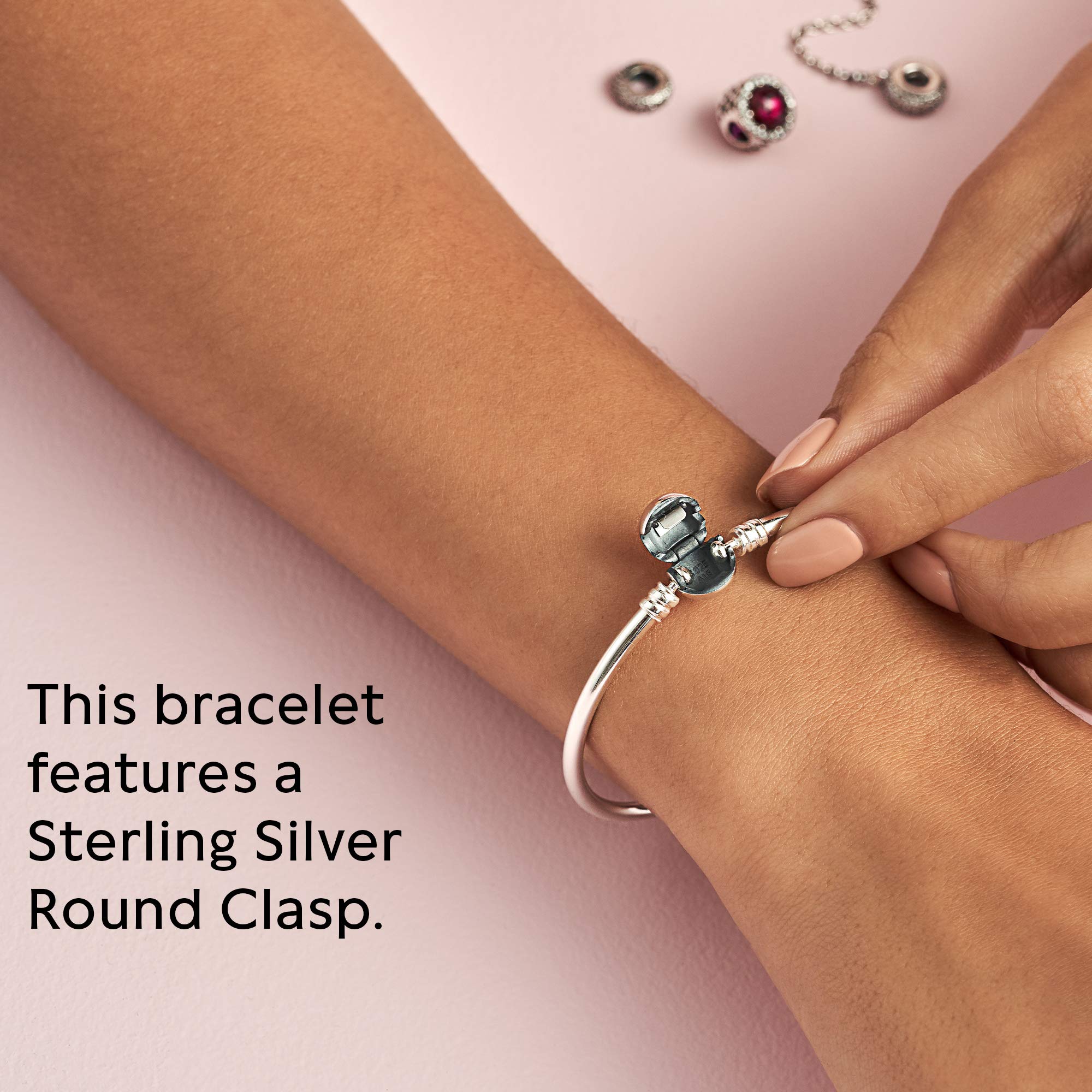 PANDORA Jewelry Bangle Charm Sterling Silver Bracelet, 7.5
