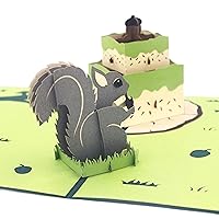 Ribbli Squirrel and Birthday Cake Pop Up Card Birthday Cards Handmade Pop Up Birthday Card for Men Women Kids, with Envelope