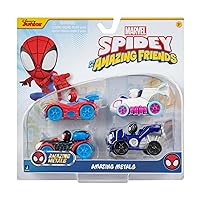 Marvel Spidey and Friends 4-Pack Die-Cast Vehicles - Includes Spidey, Ghost-Spider, Black Panther, Miles Morales - Superhero Toys for Kids 3+