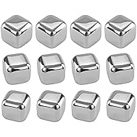 Stainless Steel Chilling Ice Cubes Reusable For Whiskey Wine Beverage Set of 12