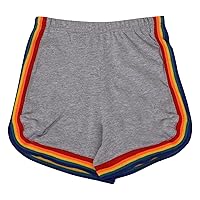 Kids Girls Shorts Gym Sports Rainbow Taped Grey Summer Hot Short Pants 5-13 Year