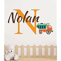 Custom Name Truck Wall Decal - Personalized Truck Name Wall Sticker - Boys Wall Decal - Decal Nursery Bedroom playroom Decoration (Wide 20