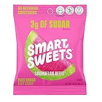 Sourmelon bites, Low Sugar Gummy Candy (3g), Low Calorie (130), Gluten-Free -1.8oz (Pack of 12) Packaging may vary
